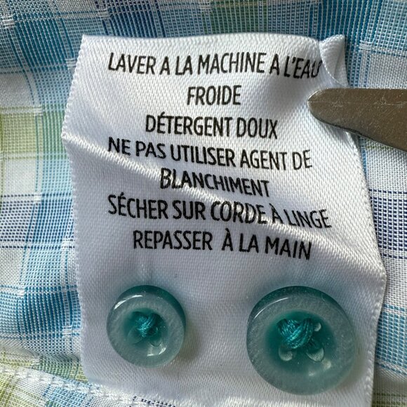 Robert Graham Size M Blue & Green Check Classic Fit Long Sleeve Button-Up Shirt - Picture 7 of 16